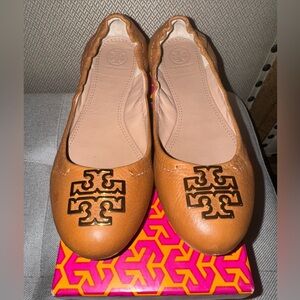 Tory Burch Tan Leather Ballet Melinda Flats